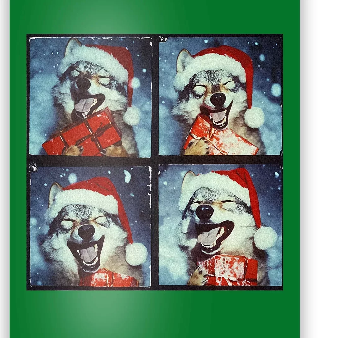 Festive Wolf Selfie Christmas Poster