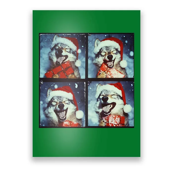 Festive Wolf Selfie Christmas Poster