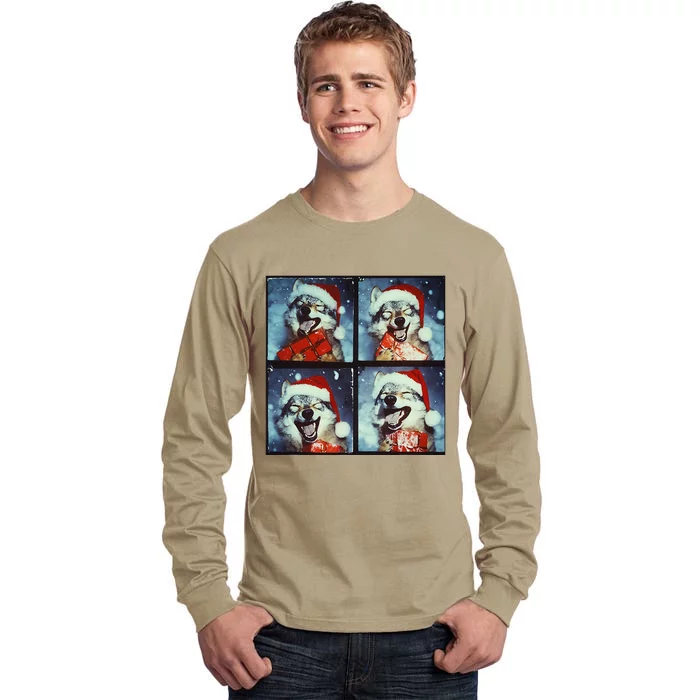 Festive Wolf Selfie Christmas Tall Long Sleeve T-Shirt