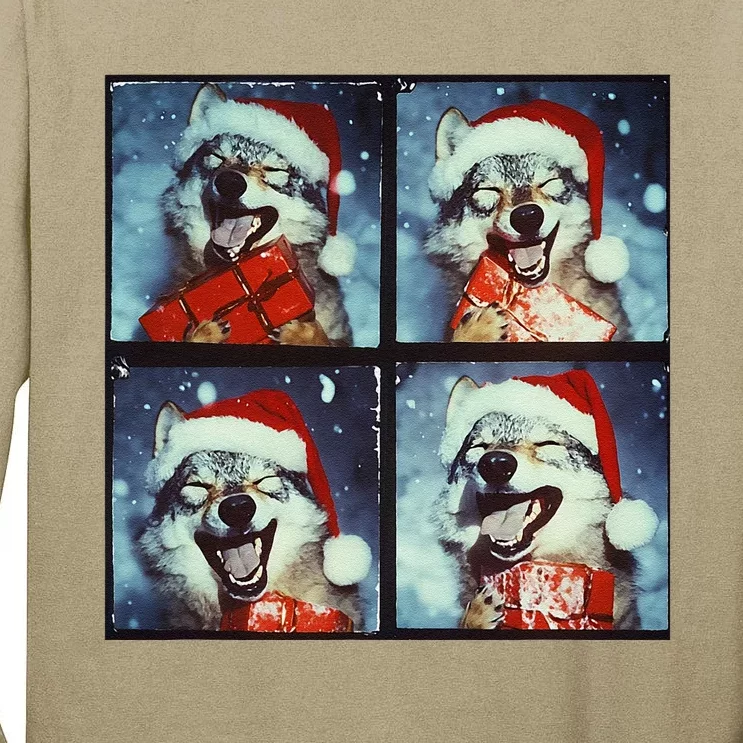 Festive Wolf Selfie Christmas Tall Long Sleeve T-Shirt