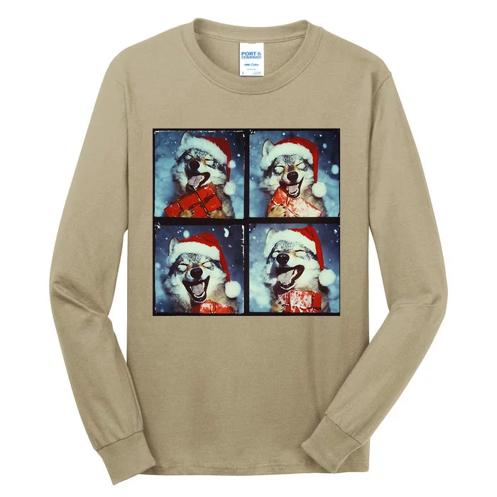 Festive Wolf Selfie Christmas Tall Long Sleeve T-Shirt