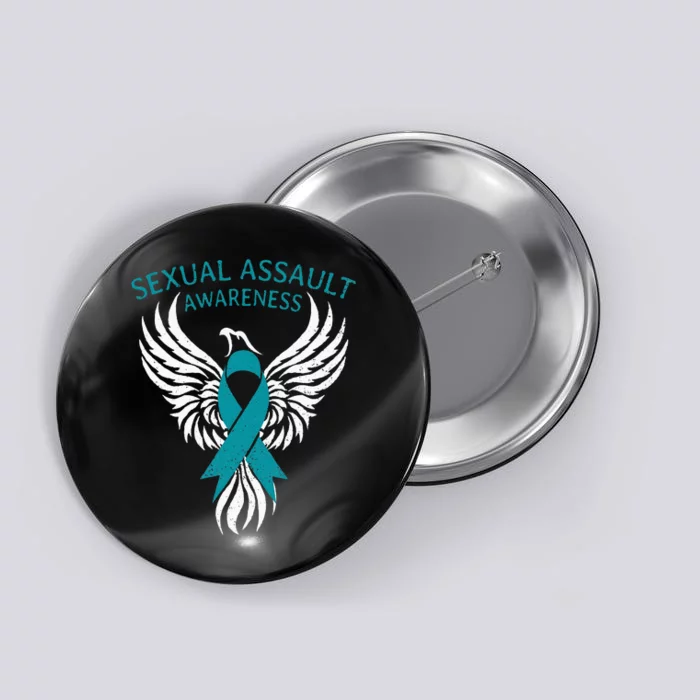 Fighter Warrior Sexual Assault Awareness Month Teal Ribbon Button