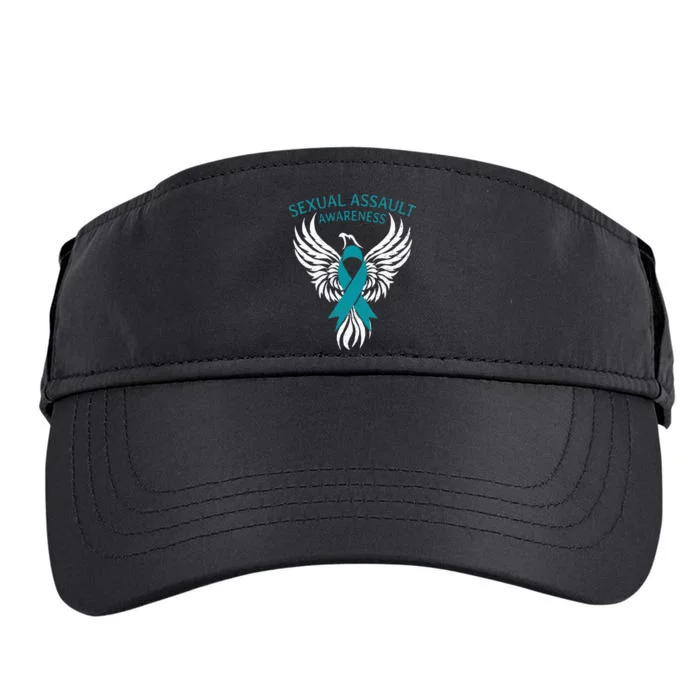 Fighter Warrior Sexual Assault Awareness Month Teal Ribbon Adult Drive Performance Visor