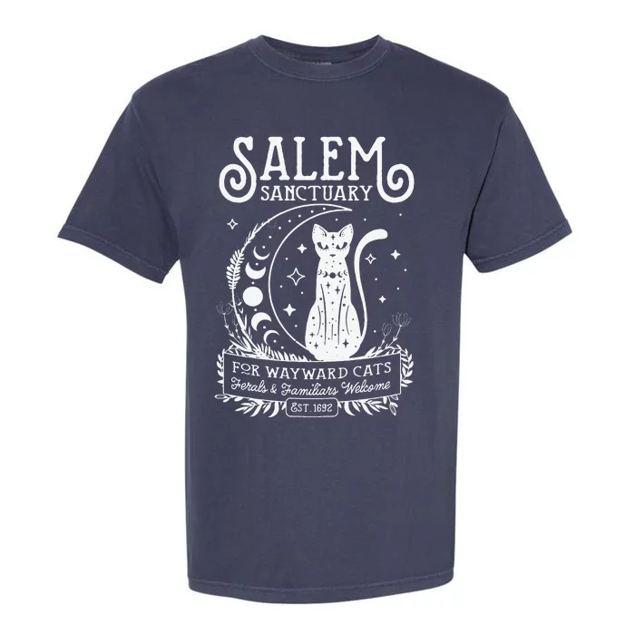 Funny Witch Salem Home For Wayward Black Cats 1692 Halloween Garment-Dyed Heavyweight T-Shirt