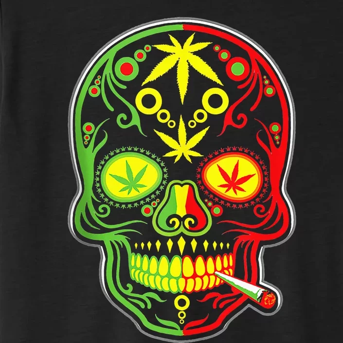 Funny Weed Sugar Skull 420 Marijuana Cannabis Cinco De Mayo ChromaSoft Performance T-Shirt