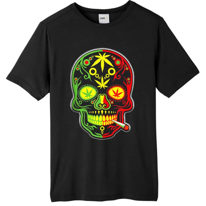 Funny Weed Sugar Skull 420 Marijuana Cannabis Cinco De Mayo ChromaSoft Performance T-Shirt