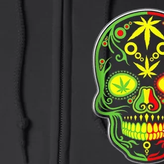 Funny Weed Sugar Skull 420 Marijuana Cannabis Cinco De Mayo Full Zip Hoodie