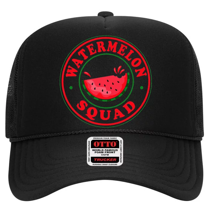 Funny Watermelon Squad Watermelons Summer Fruit High Crown Mesh Trucker Hat