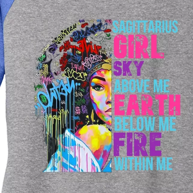 Fire Within Sagittarius Black November Birthday Gift Women's Tri-Blend 3/4-Sleeve Raglan Shirt