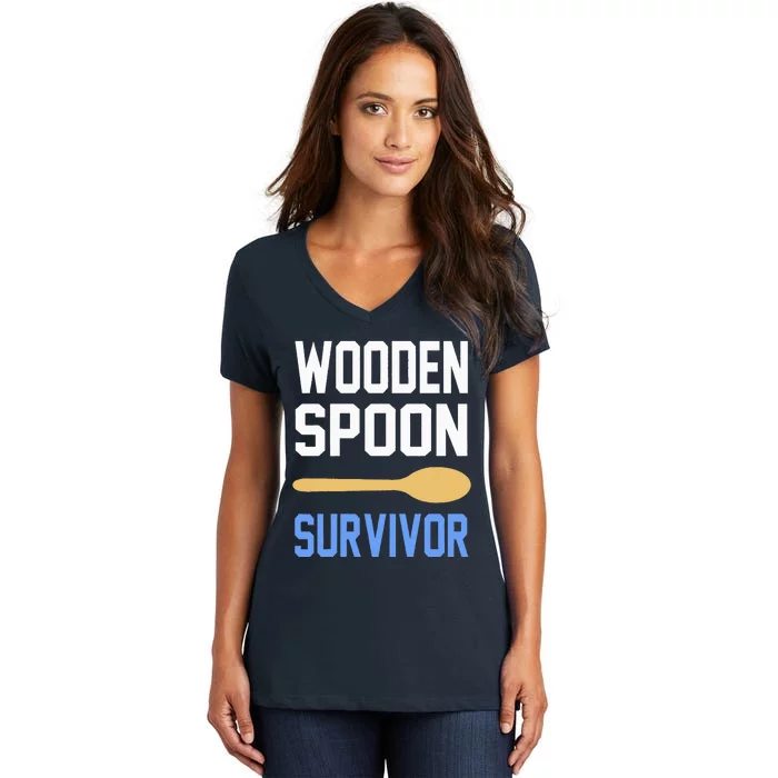 Funny Wooden Spoon Survivor I Survived Wooden Spoon Vintage Women's V-Neck T-Shirt