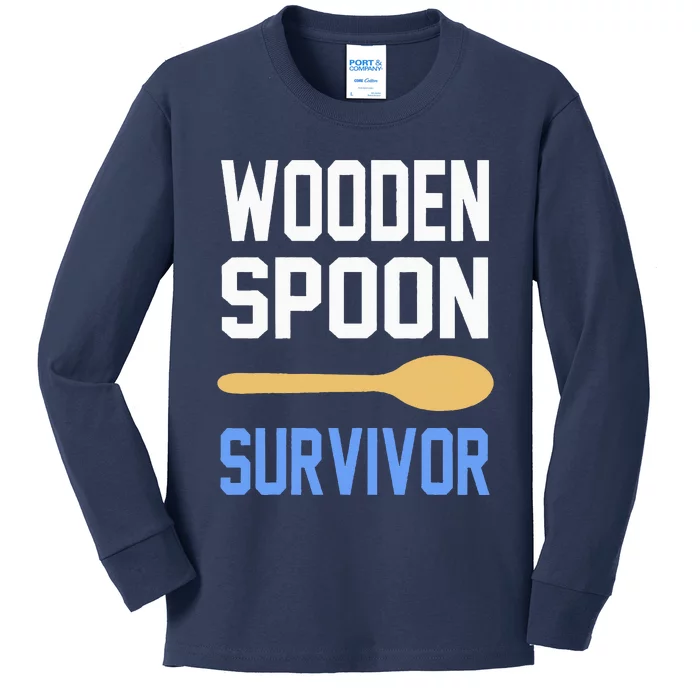 Funny Wooden Spoon Survivor I Survived Wooden Spoon Vintage Kids Long Sleeve Shirt