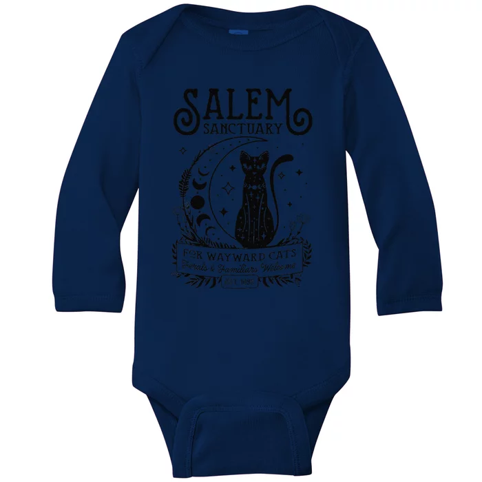 Funny Witch Salem Home For Wayward Black Cats 1692 Halloween Baby Long Sleeve Bodysuit