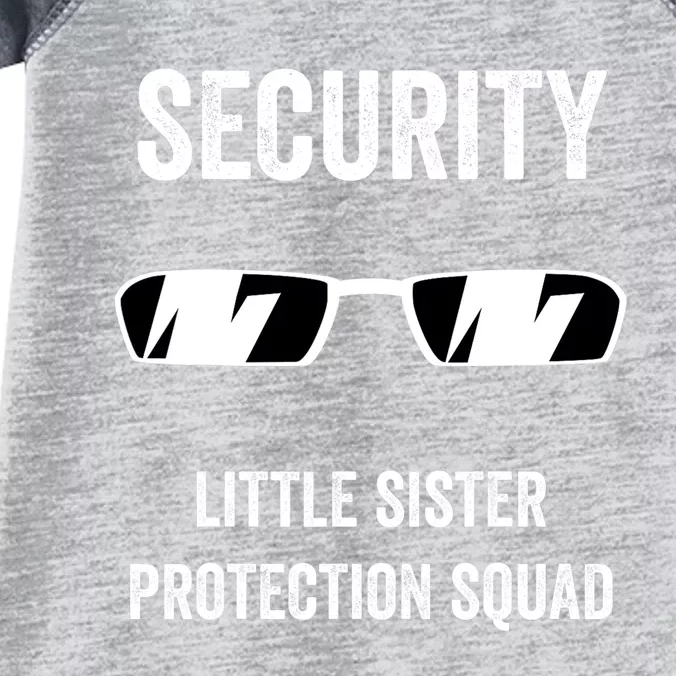 Funny Wedding Security Little Sister Protection Squad Infant Baby Jersey Bodysuit