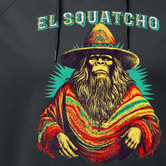 Funny Western Sasquatch Poncho Performance Fleece Hoodie