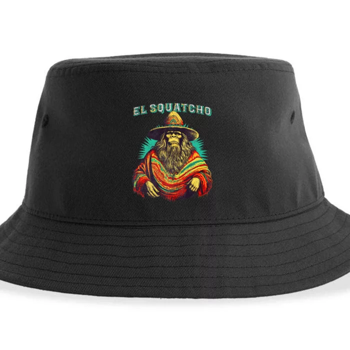 Funny Western Sasquatch Poncho Sustainable Bucket Hat