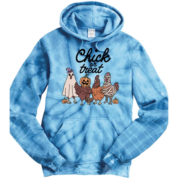 Funny Witch Spooky Chicken Halloween Costume Chick Or Treat Tie Dye Hoodie