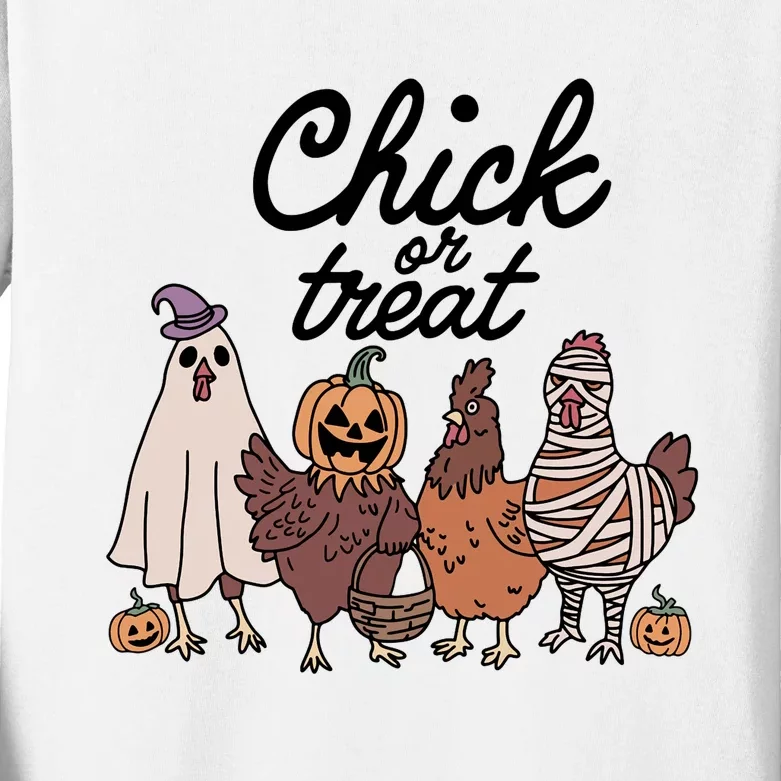 Funny Witch Spooky Chicken Halloween Costume Chick Or Treat Kids Long Sleeve Shirt