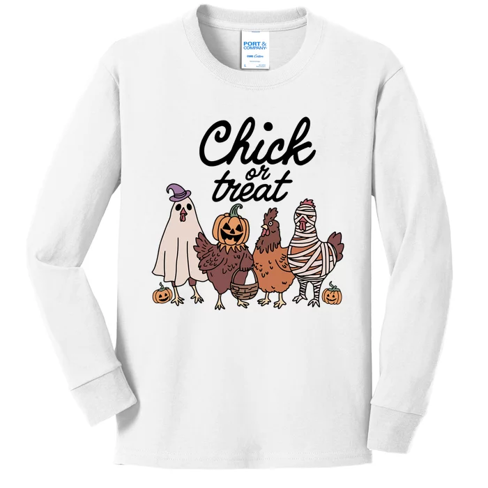 Funny Witch Spooky Chicken Halloween Costume Chick Or Treat Kids Long Sleeve Shirt