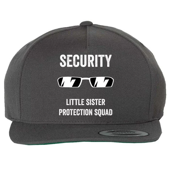 Funny Wedding Security Little Sister Protection Squad Wool Snapback Cap