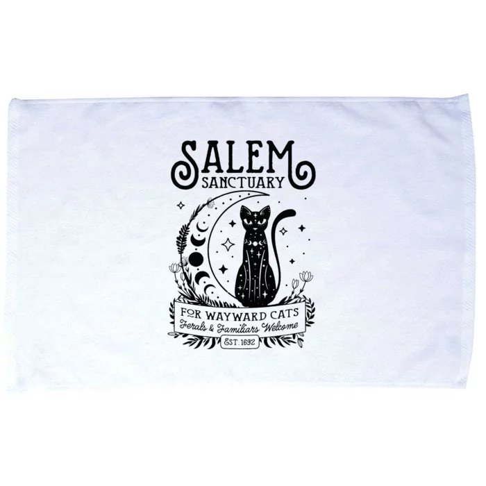 Funny Witch Salem Home For Wayward Black Cats 1692 Halloween Microfiber Hand Towel