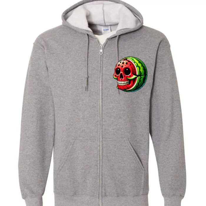 Funny Watermelon Skull Summer Tropical Fruit Lovers Full Zip Hoodie