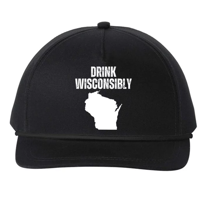 Funny Wisconsin State Map Drinking Trip Drink Wisconsibly Snapback Five-Panel Rope Hat