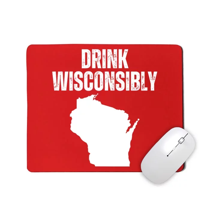 Funny Wisconsin State Map Drinking Trip Drink Wisconsibly Mousepad