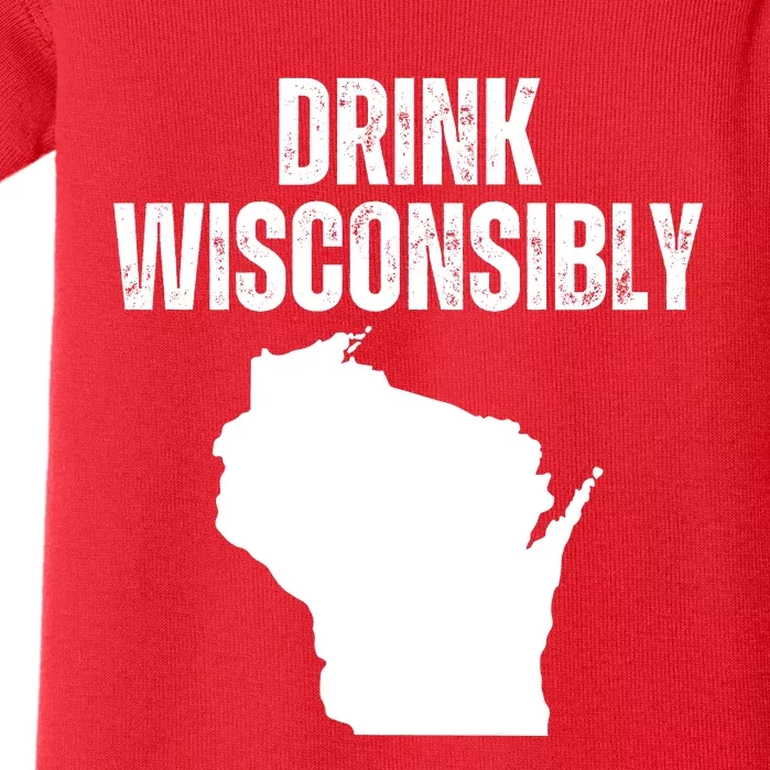 Funny Wisconsin State Map Drinking Trip Drink Wisconsibly Baby Bodysuit