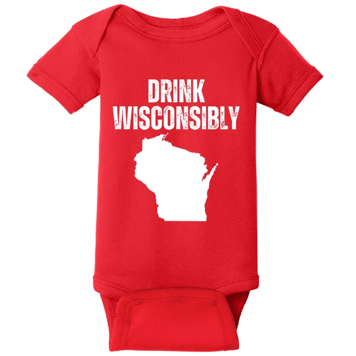 Funny Wisconsin State Map Drinking Trip Drink Wisconsibly Baby Bodysuit