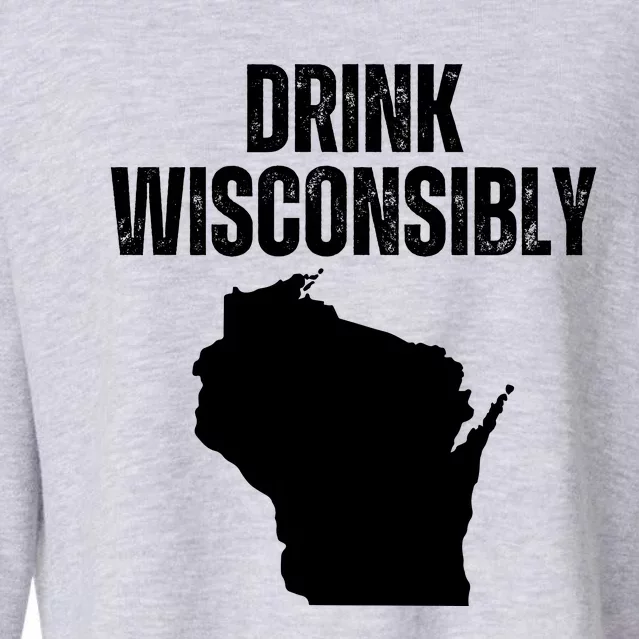 Funny Wisconsin State Map Drinking Trip Drink Wisconsibly Cropped Pullover Crew