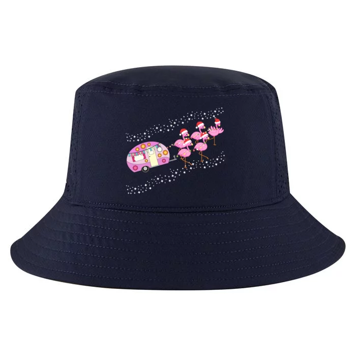 Flamingo Wear Santa Hat With Camper Christmas For Glamping Meaningful Gift Cool Comfort Performance Bucket Hat