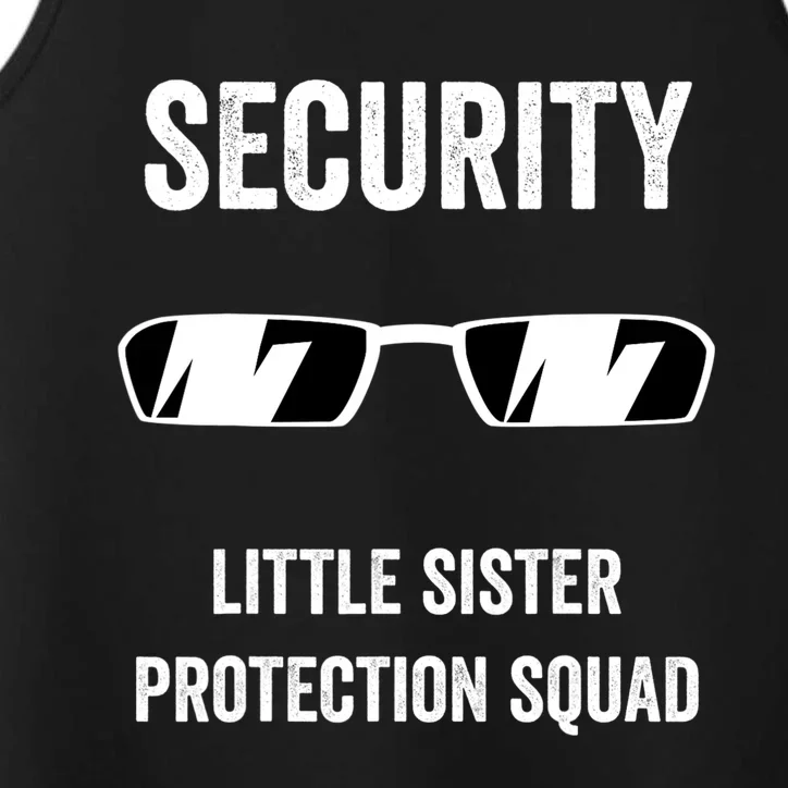 Funny Wedding Security Little Sister Protection Squad Performance Tank