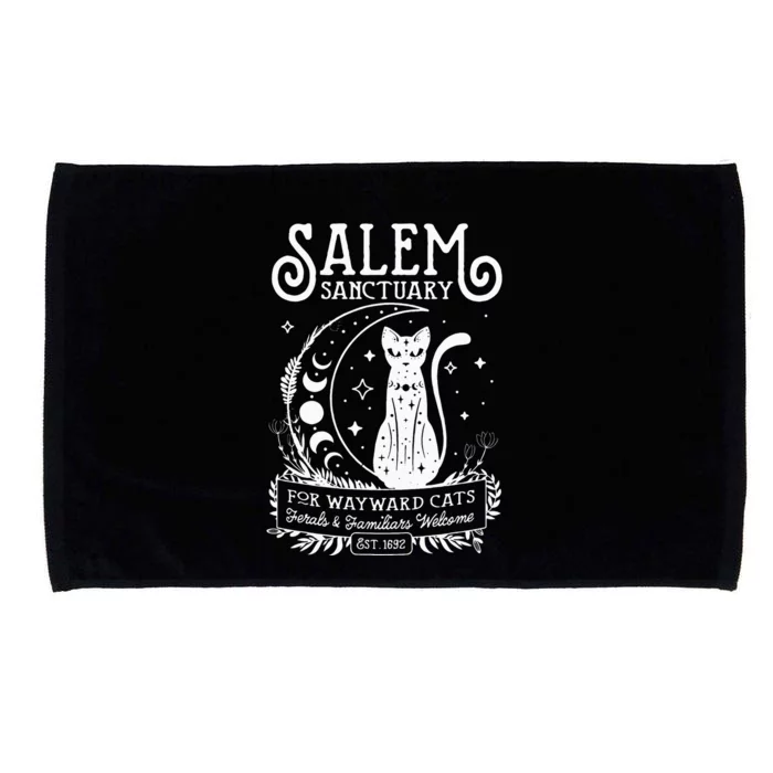 Funny Witch Salem Home For Wayward Black Cats 1692 Halloween Microfiber Hand Towel