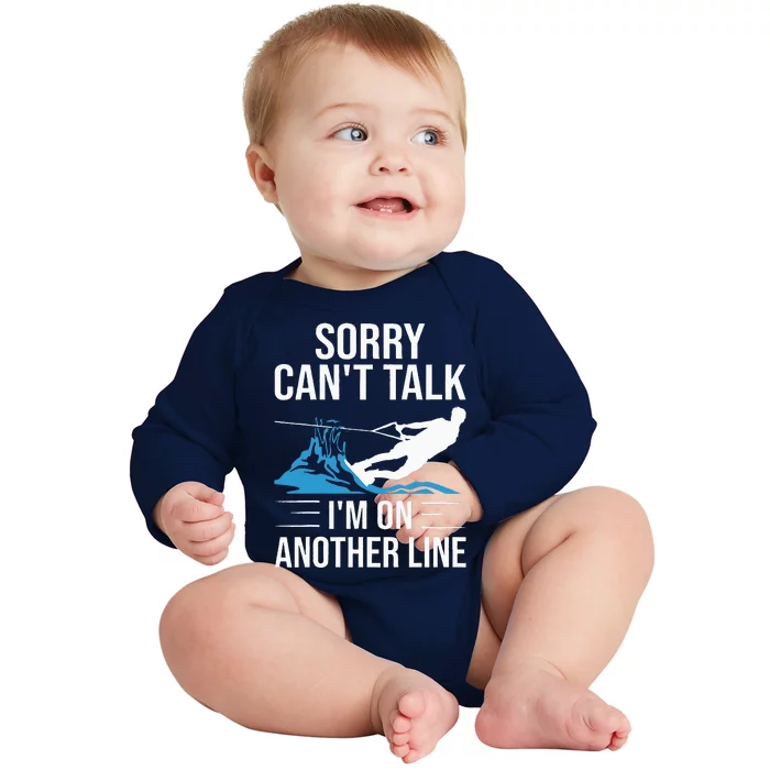 Funny Water Ski Designs For Women Water Skier Athletes Baby Long Sleeve Bodysuit