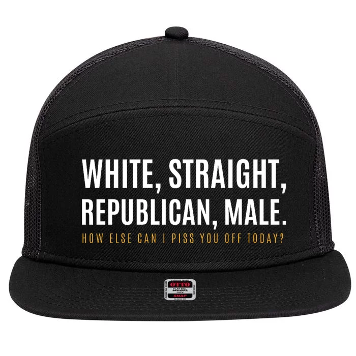 Funny White Straight Republican Male Republican 7 Panel Mesh Trucker Snapback Hat