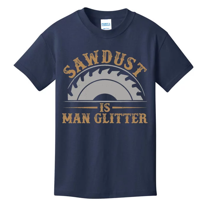 Funny Woodworking Sawdust Glitter Graphic For Carpenter Kids T-Shirt