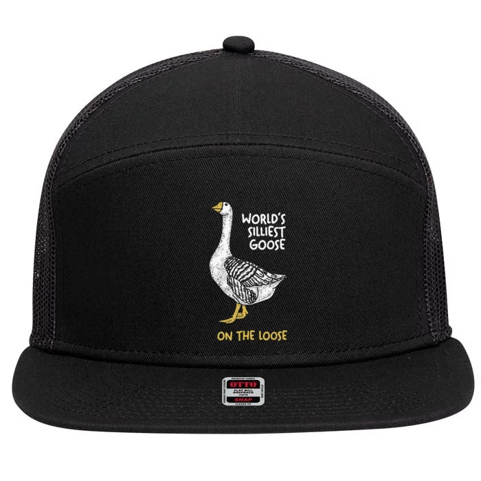 Funny WorldS Silliest Goose On The Loose 7 Panel Mesh Trucker Snapback Hat