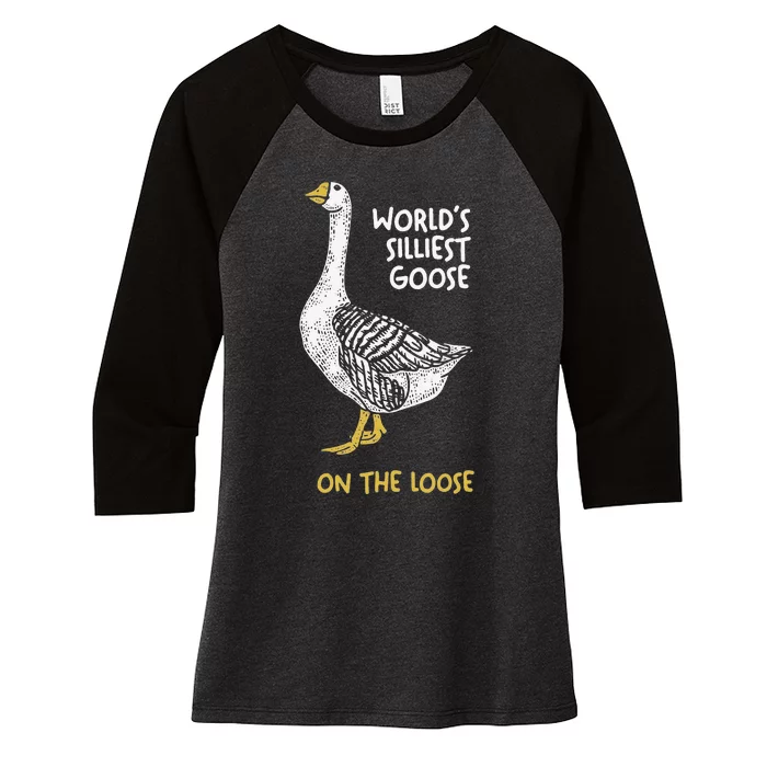 Funny WorldS Silliest Goose On The Loose Women's Tri-Blend 3/4-Sleeve Raglan Shirt