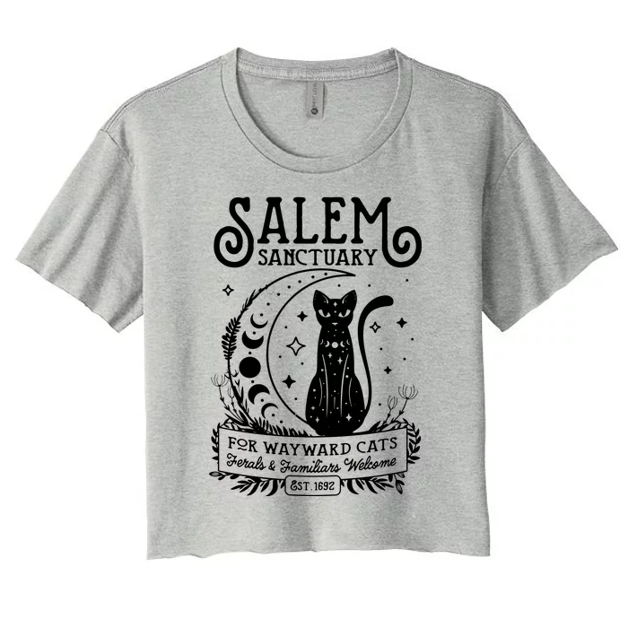 Funny Witch Salem Home For Wayward Black Cats 1692 Halloween Sweat Women's Crop Top Tee