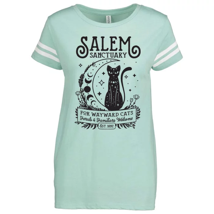 Funny Witch Salem Home For Wayward Black Cats 1692 Halloween Enza Ladies Jersey Football T-Shirt