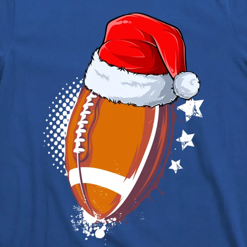 Football With Santa Hat Christmas Xmas Gift T-Shirt