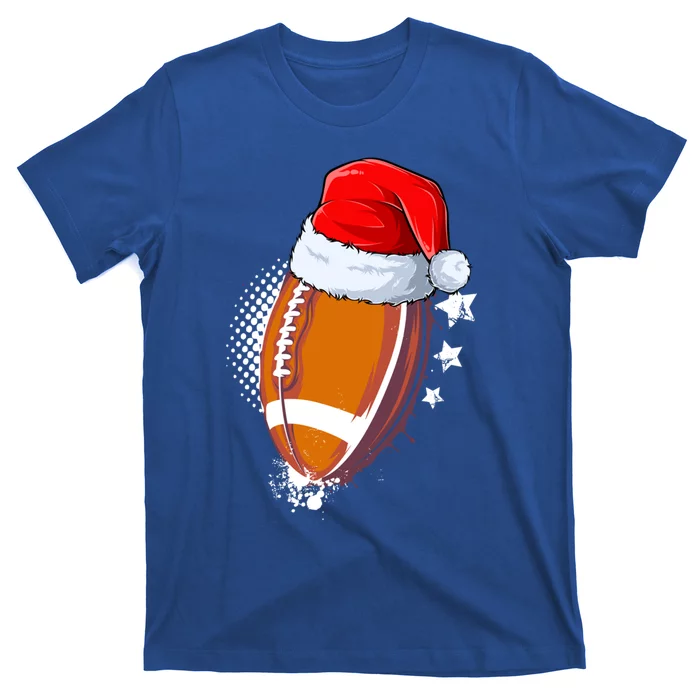 Football With Santa Hat Christmas Xmas Gift T-Shirt