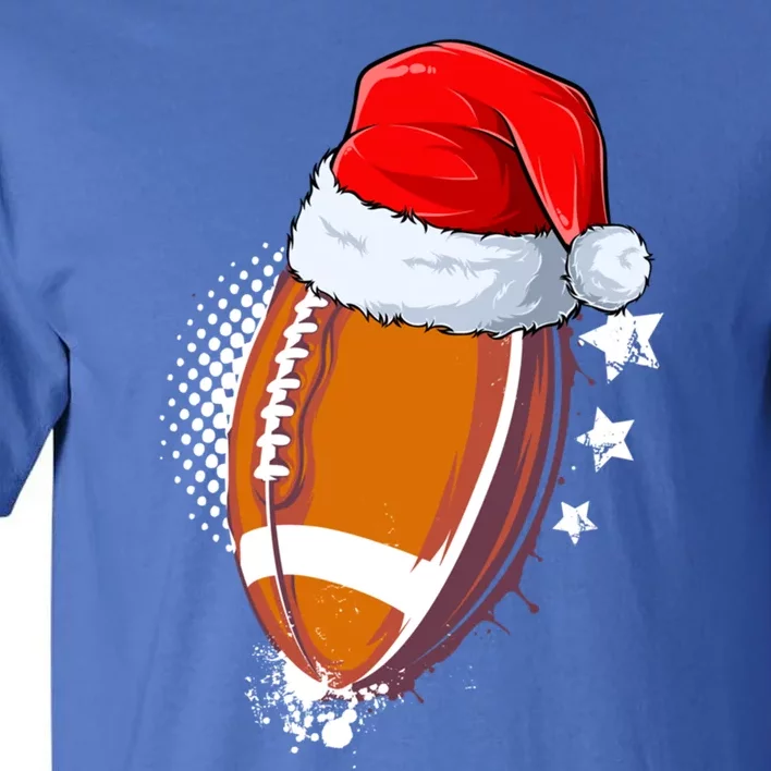 Football With Santa Hat Christmas Xmas Gift Tall T-Shirt