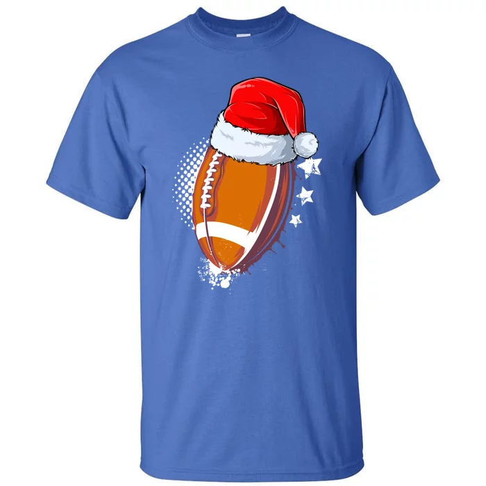 Football With Santa Hat Christmas Xmas Gift Tall T-Shirt