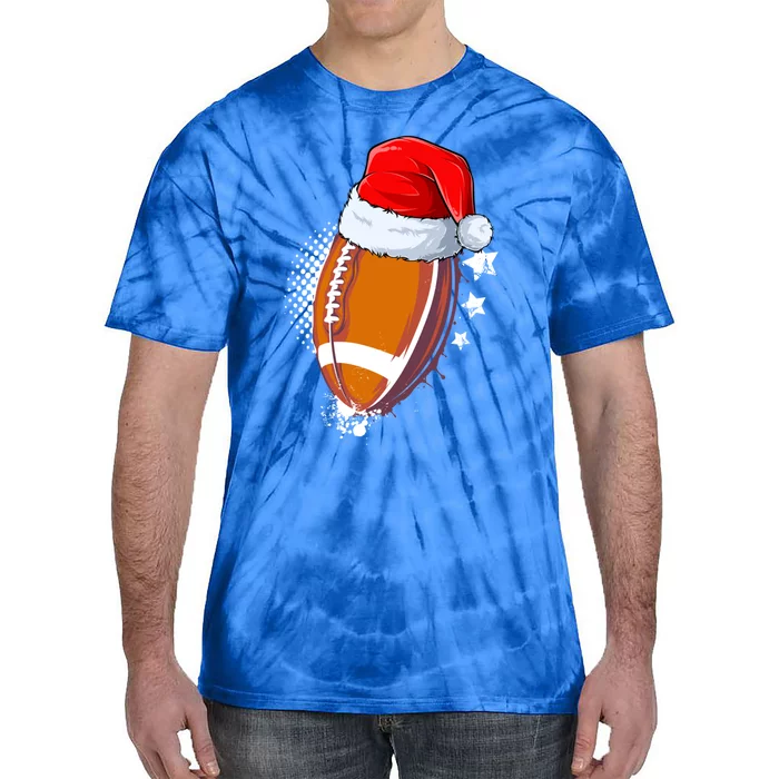 Football With Santa Hat Christmas Xmas Gift Tie-Dye T-Shirt