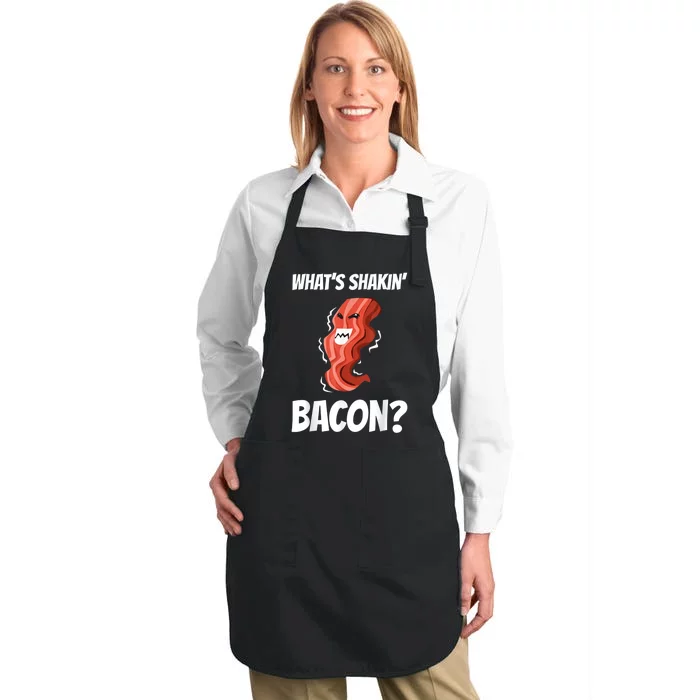 Funny What's Shakin' Bacon For Men Women Meat Eater BBQ Full-Length Apron With Pocket