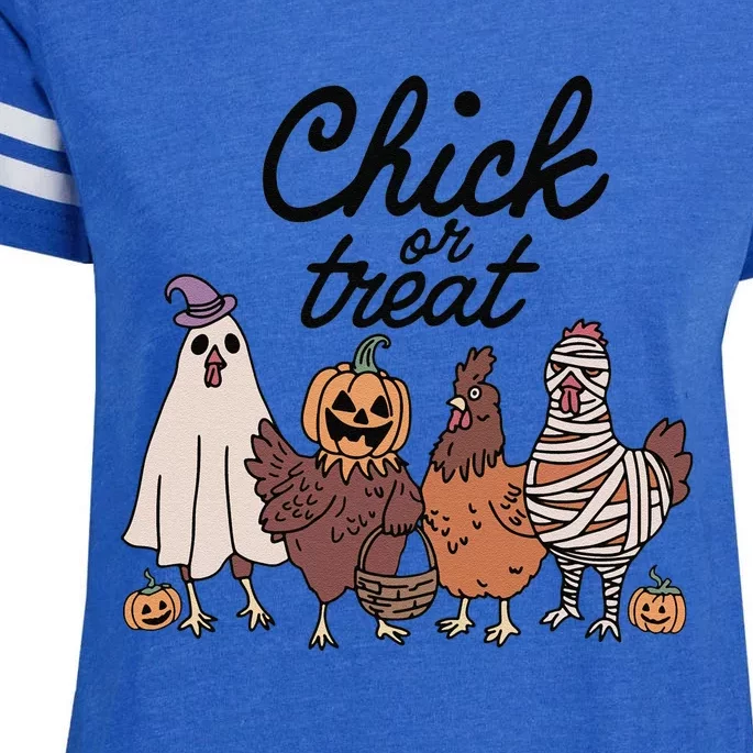 Funny Witch Spooky Chicken Halloween Costume Chick Or Treat Gift Enza Ladies Jersey Football T-Shirt