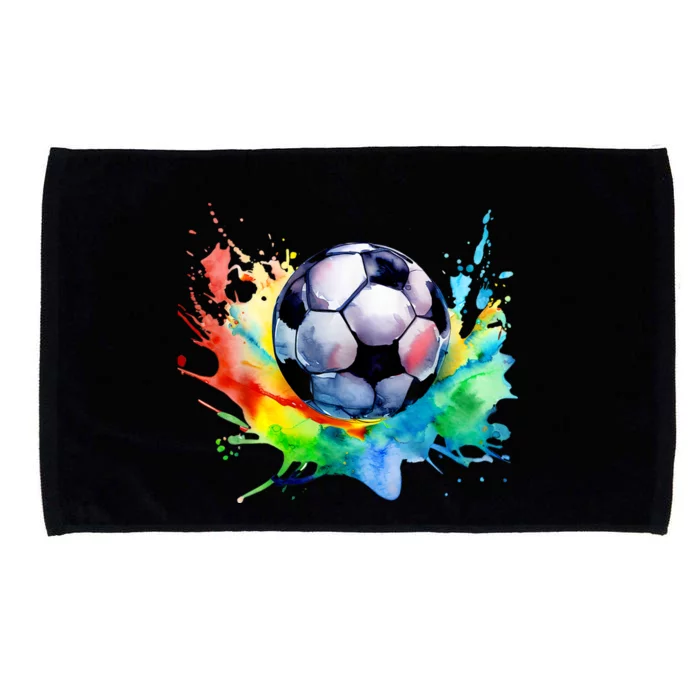 Football Watercolor Soccer Ball Artsy Splash Player Team Microfiber Hand Towel