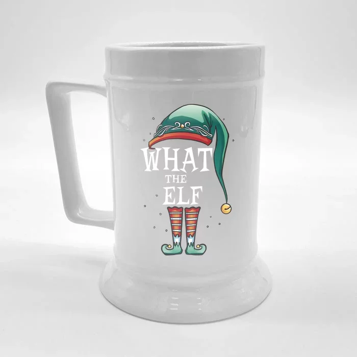 Funny What The Elf Costume Family Matching Christmas Gift Front & Back Beer Stein