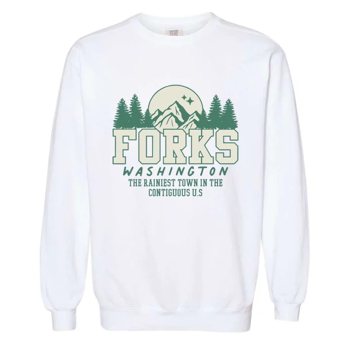 Forks Washington Twilight Inspired Retro Vintage Aesthetic Garment-Dyed Sweatshirt